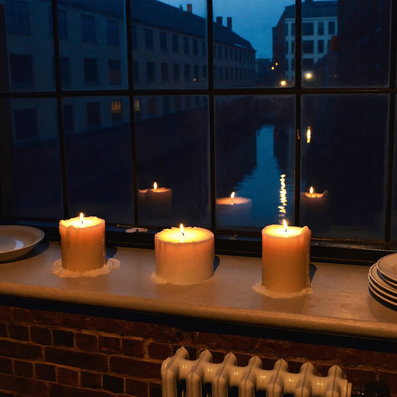Kerzenlicht am Fenster
